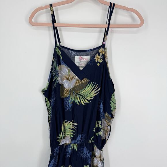 Hawaii Hangover Spaghetti Strap Jumpsuit Size Medium Blue Floral Rayon NEW - Picture 5 of 14